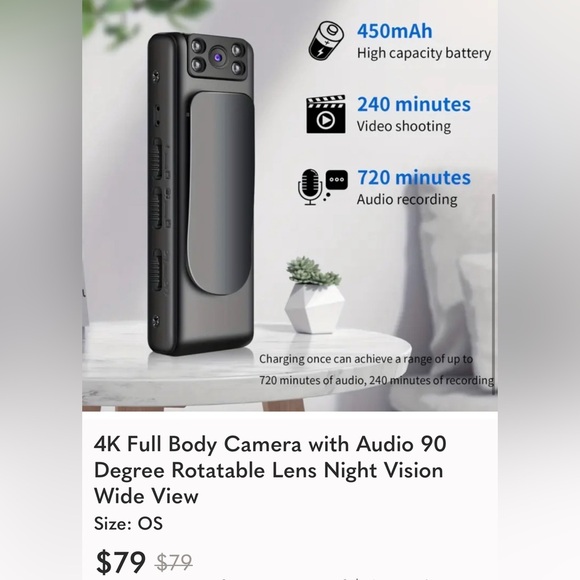 4K Full Body Camera with Audio - Picture 1 of 3